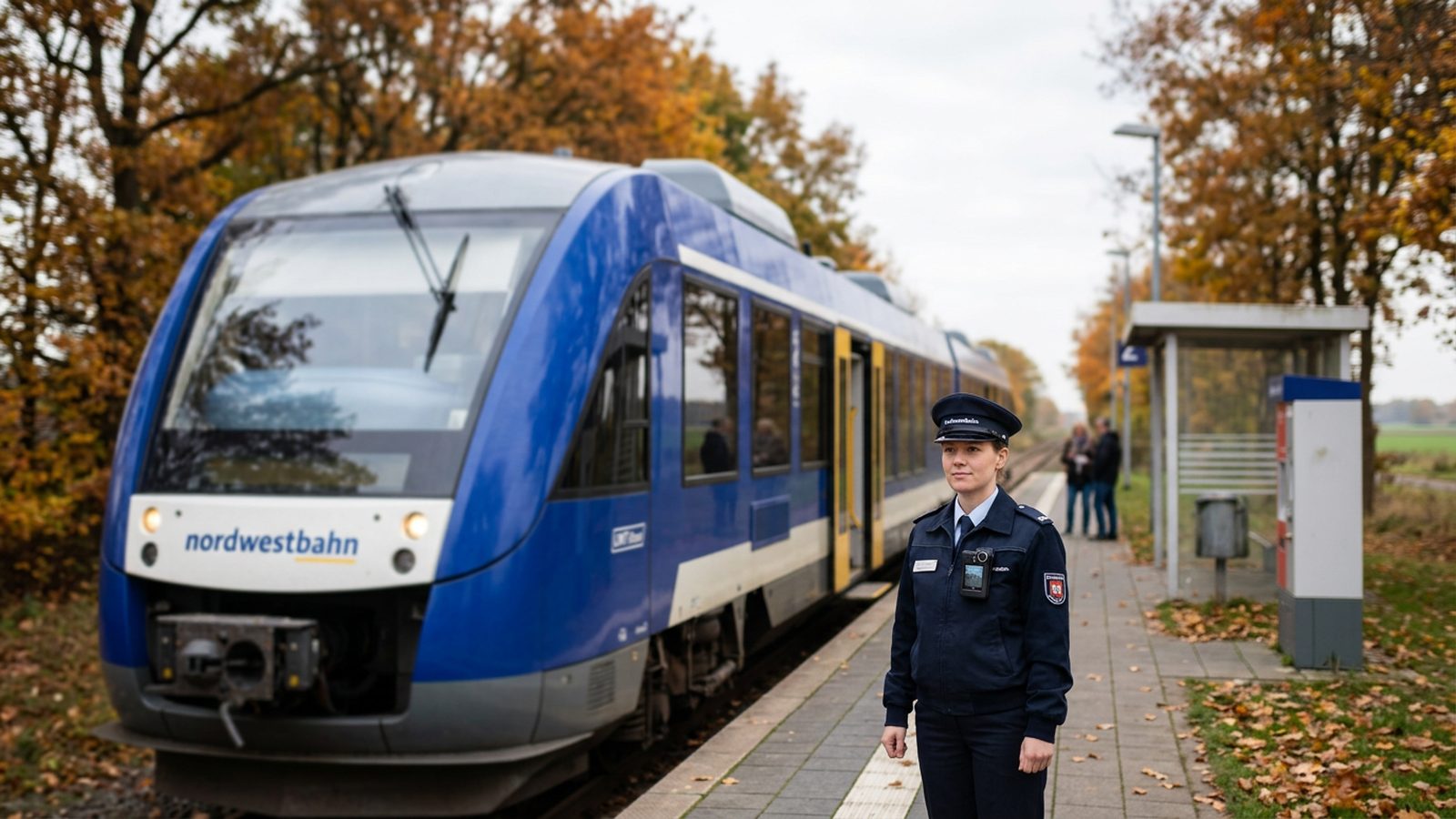 Nordwestbahn Zugbegleiter am LINT-Triebwagen mit Body-Cam