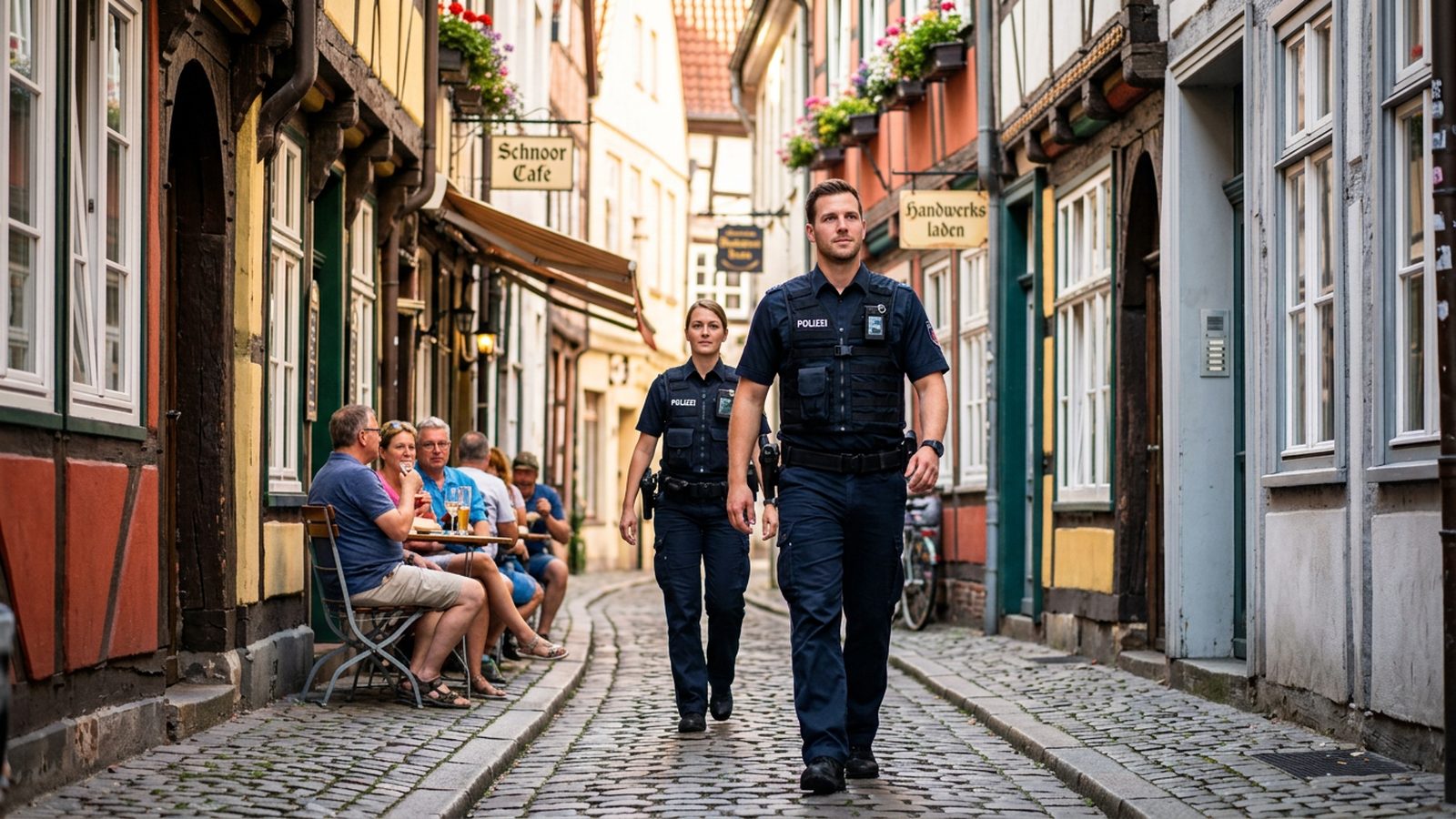 Polizei Bremen im Schnoorviertel mit Body-Cam
