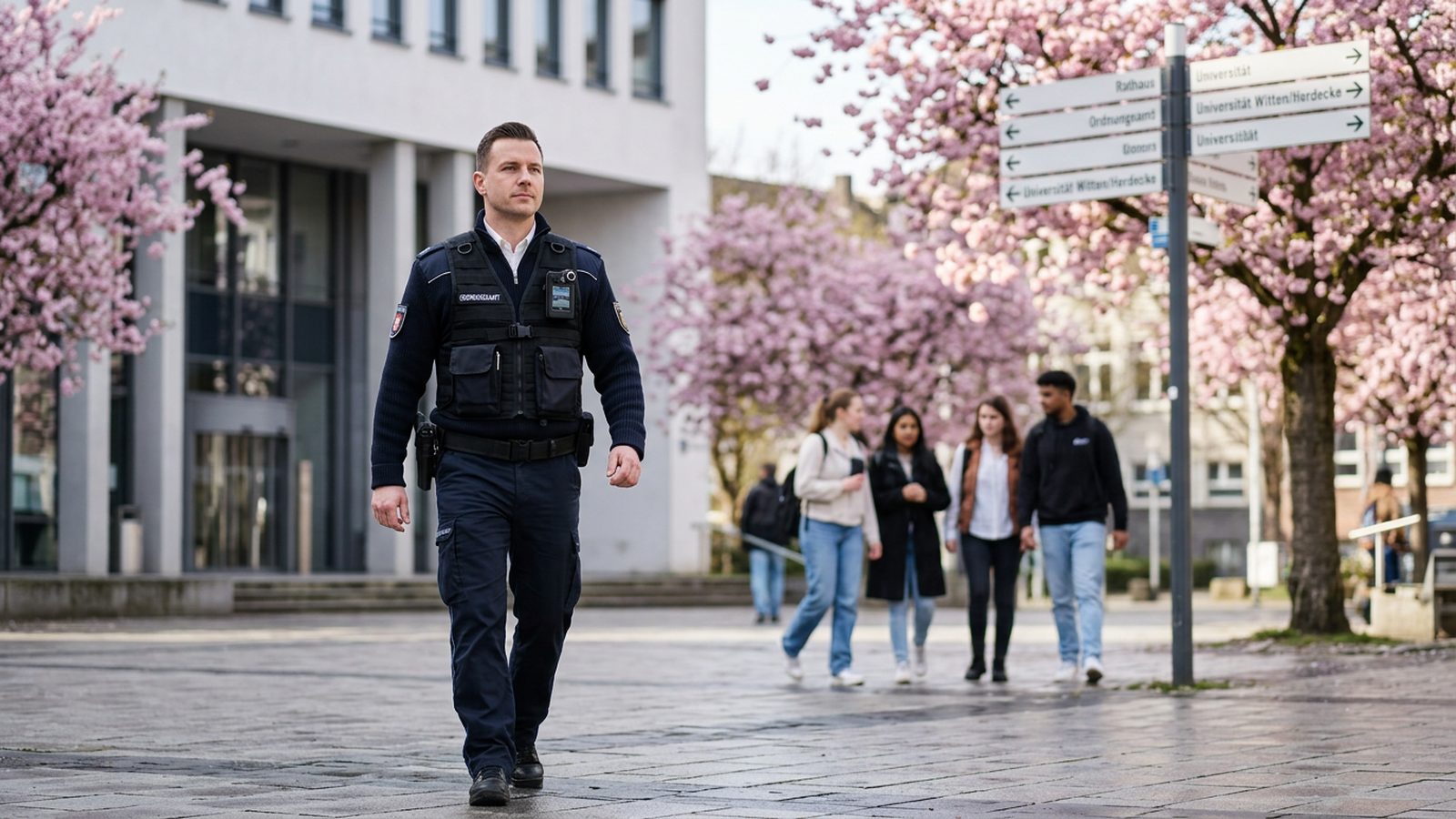Ordnungsamt Witten am Rathausplatz mit Body-Cam